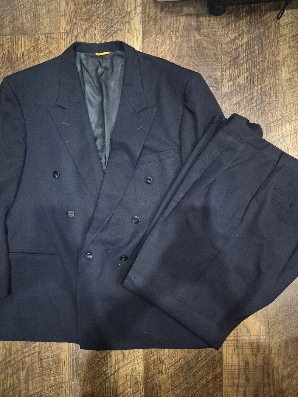 Vtg Kuppenheimer Premier Edition 100% Wool Navy Blue Double Breasted Suit